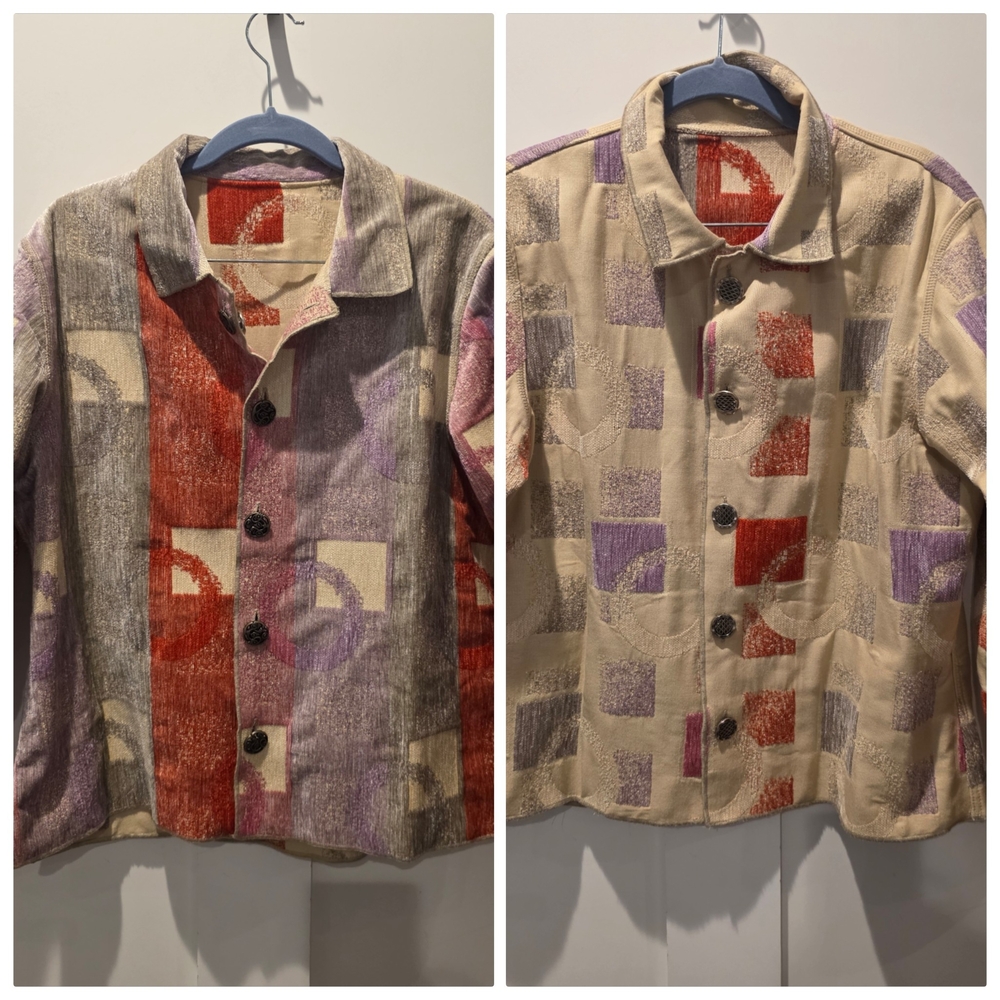 VTG Reversible Artsy Boho Jacket Lagenlook Art to Wear Festival Indie Eceltic